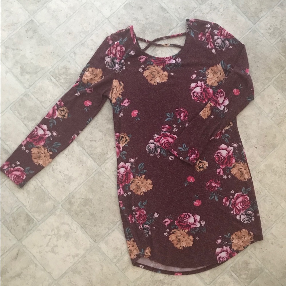 Burgundy Red Body-con Rose Dress